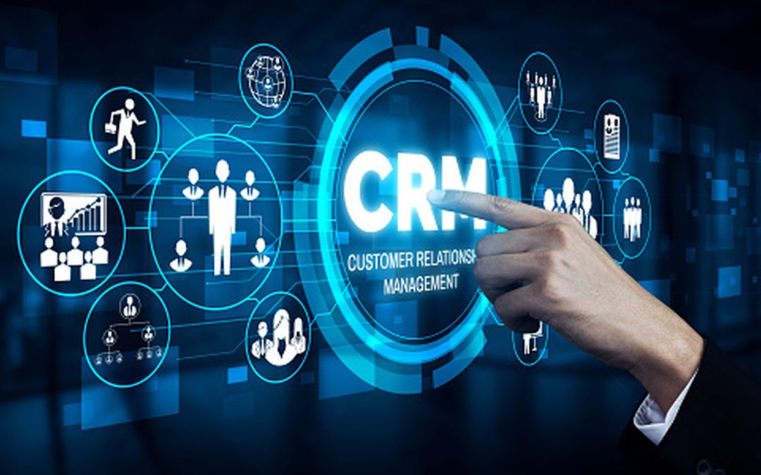 Man touching CRM with finger